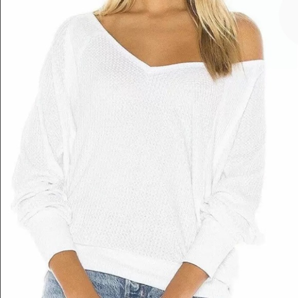 Free People Tops - NEW Free People Santa Clara Oversized Thermal Top, Size Medium, White